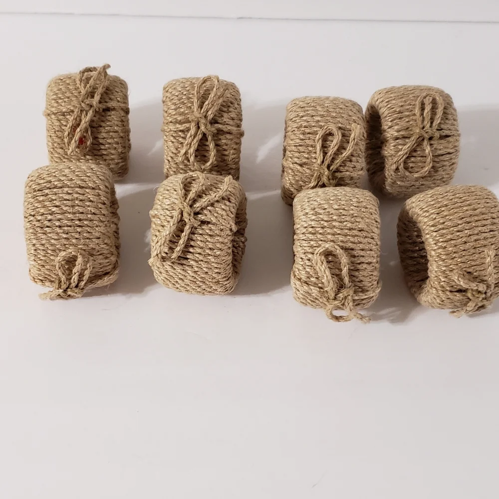 Twine Wrapped Napkin Rings Set Of 8